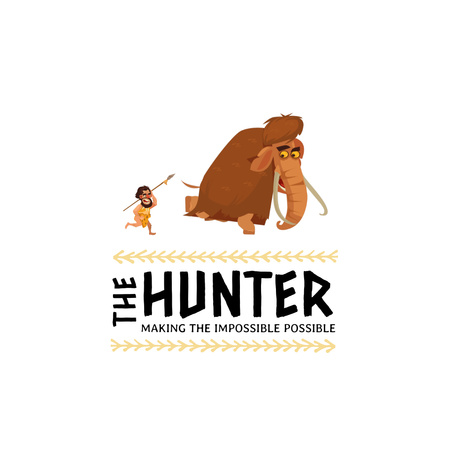 Hunting Store Ad with Mammoth Logo Design Template