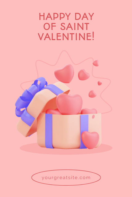 Platilla de diseño Valentine's Day Sale Ad with Hearts in Box Postcard 4x6in Vertical