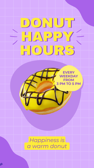 Happy Hours Promo In Doughnuts Shop Instagram Video Story Design Template