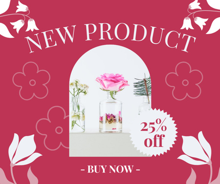 Novo Anúncio de Fragrância com Flores em Frascos Facebook Modelo de Design