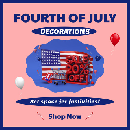 Ofereça descontos na decoração do Dia da Independência Animated Post Modelo de Design