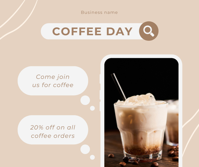 Tasty Latte for World Coffee Day Facebook tervezősablon