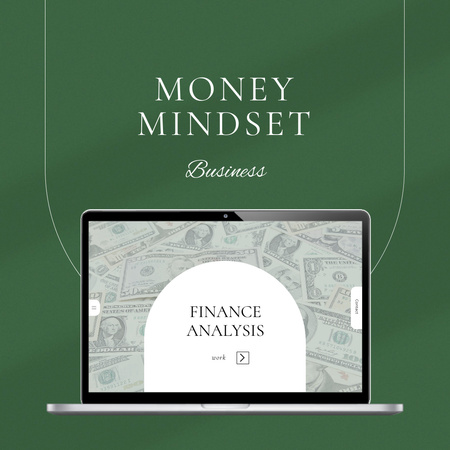 Designvorlage finanzanalyse mit geld vom laptop-bildschirm für Instagram