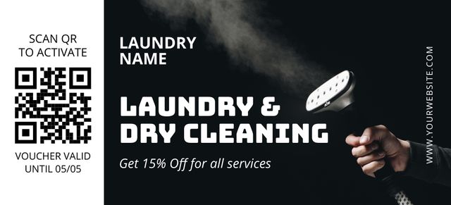 Dry Cleaning and Laundry Services Discount Coupon 3.75x8.25in Šablona návrhu