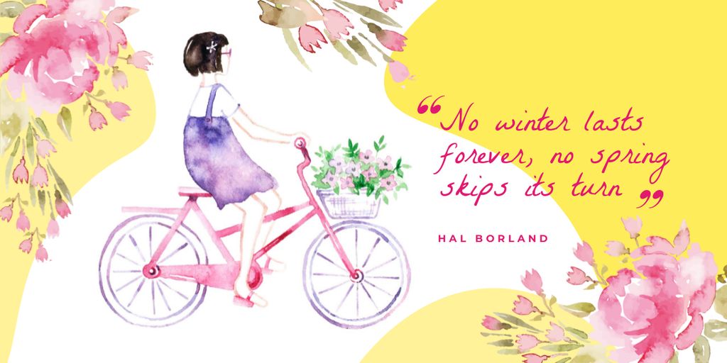 Inspirational Phrase with Woman on Bicycle Image – шаблон для дизайна
