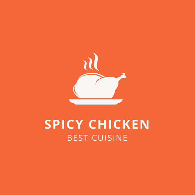 Spicy Grilled Chicken Emblem Logo Design Template