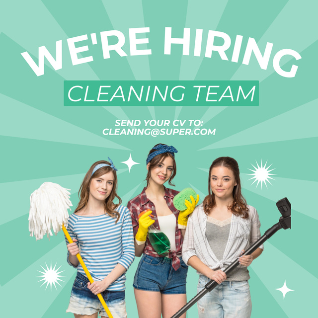 Cleaning Company Looking for Cleaning Team Instagram Tasarım Şablonu
