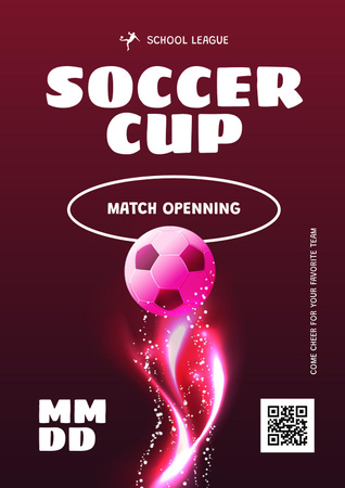 Soccer Match Announcement with Ball Poster Design Template