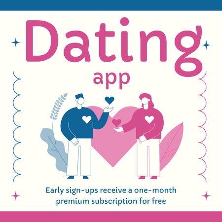 Пропозиція безкоштовної щомісячної підписки на додаток для знайомств Instagram AD – шаблон для дизайну
