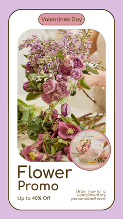 Plantilla de diseño de Impresionante promoción de flores con descuentos para el día de San Valentín Instagram Story 