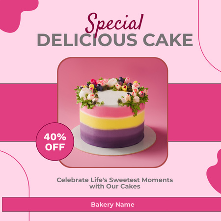 Delicious Holiday Cake on Pink Instagram tervezősablon