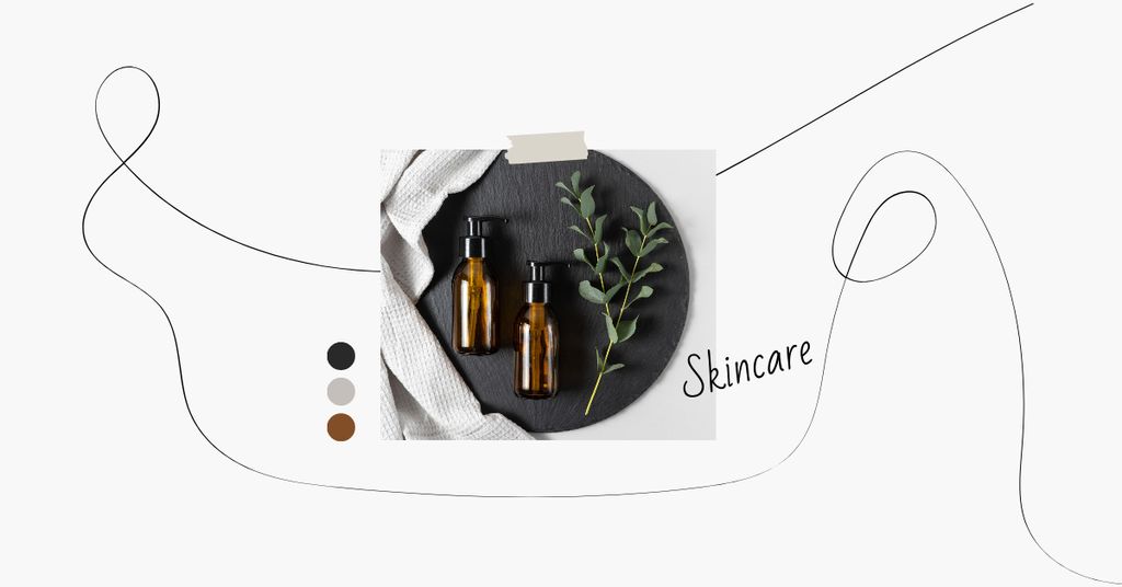 Designvorlage Organic Cosmetics Offer with Green Branch für Facebook AD