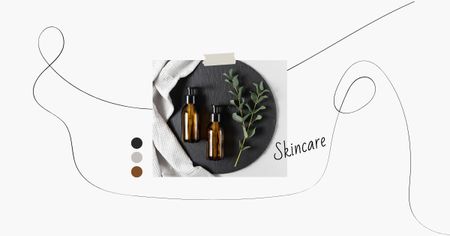 Organic Cosmetics Offer with Green Branch Facebook AD Design Template