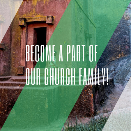Convite da igreja na vista antiga do edifício Instagram AD Modelo de Design