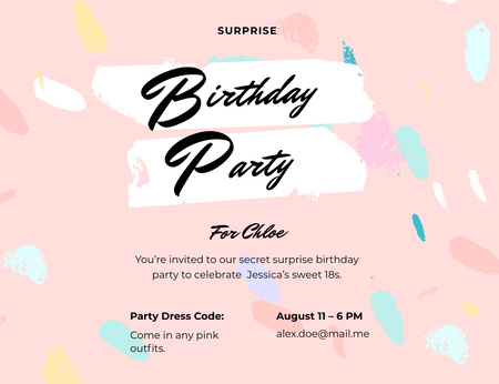 Birthday Surprise Party With Dress Code Invitation 13.9x10.7cm Horizontal Modelo de Design