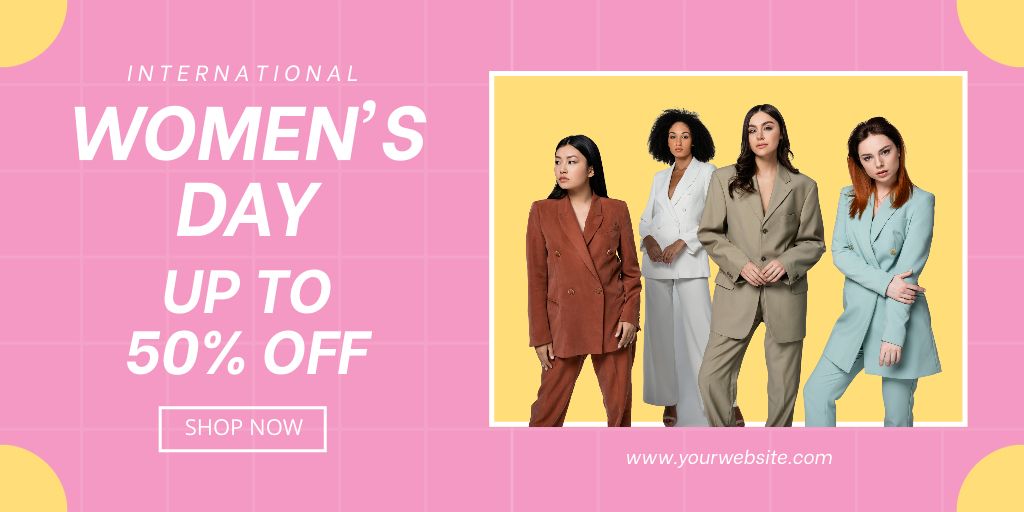 Women's Day Sale Announcement with Discount Offer Twitter Tasarım Şablonu