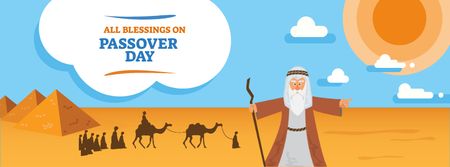 Passover Day Greeting with Moses in Egypt Facebook cover – шаблон для дизайну