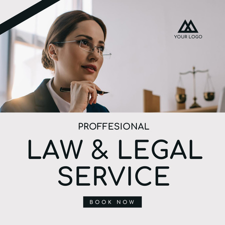 Legal Services Ad with Confident Woman Lawyer Instagram tervezősablon