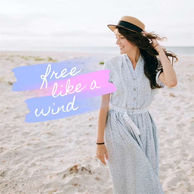 Happy Girl walking at the Beach Animated Post Design Template