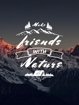 Цитата о природе с закатом в горах Poster US – шаблон для дизайна