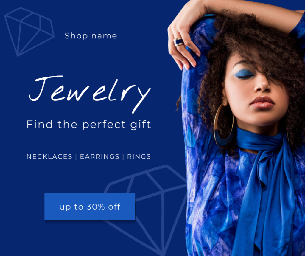 Stylish Woman in Trendy Jewelry Facebook Design Template