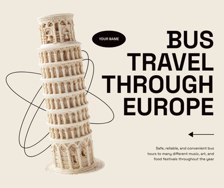 Travel Tour Offer with Leaning Tower of Pisa Facebook Design Template