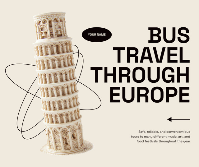 Travel Tour Offer with Leaning Tower of Pisa Facebook Tasarım Şablonu