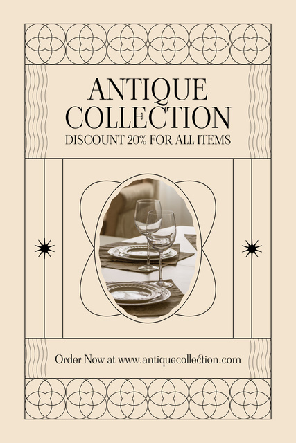 Ontwerpsjabloon van Pinterest van Discount on Antique Tableware Collection