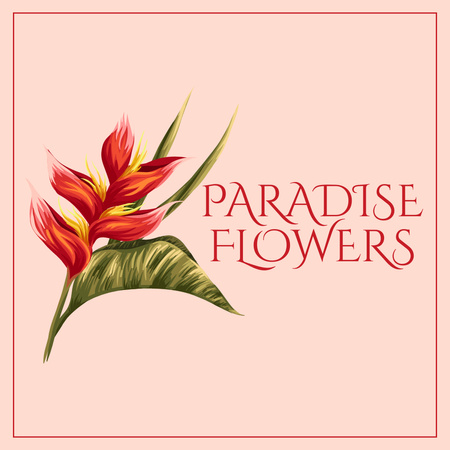Flower Shop Ad with Creative Floral Illustration Logo 1080x1080pxデザインテンプレート