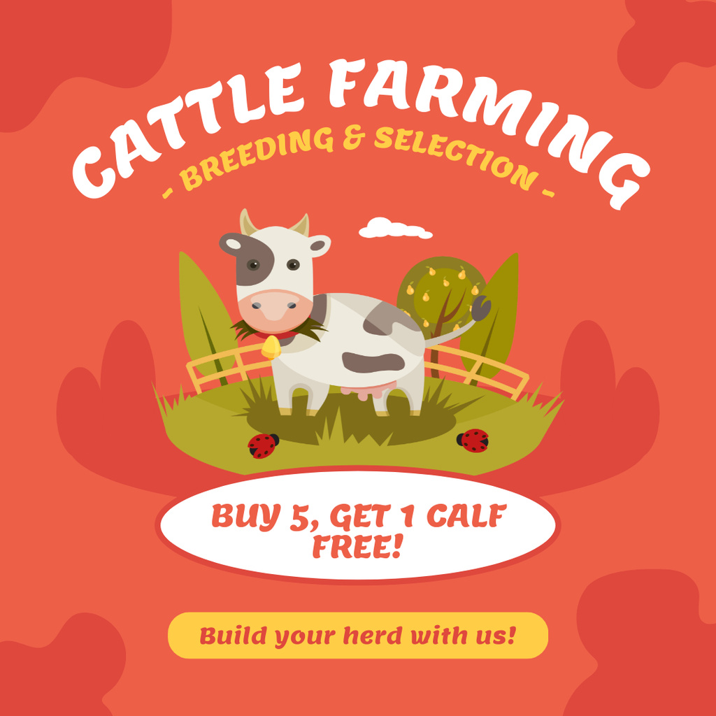 Breeding and Selection Services for Cattle Farms Instagram AD – шаблон для дизайну