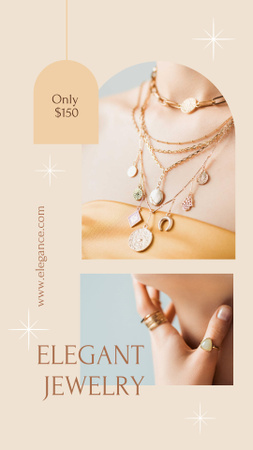 Gold Elegant Jewelry on Woman's Neck Instagram Story Design Template