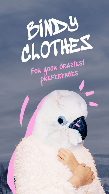 Clothes Ad with Funny Parrot Instagram Story Modelo de Design