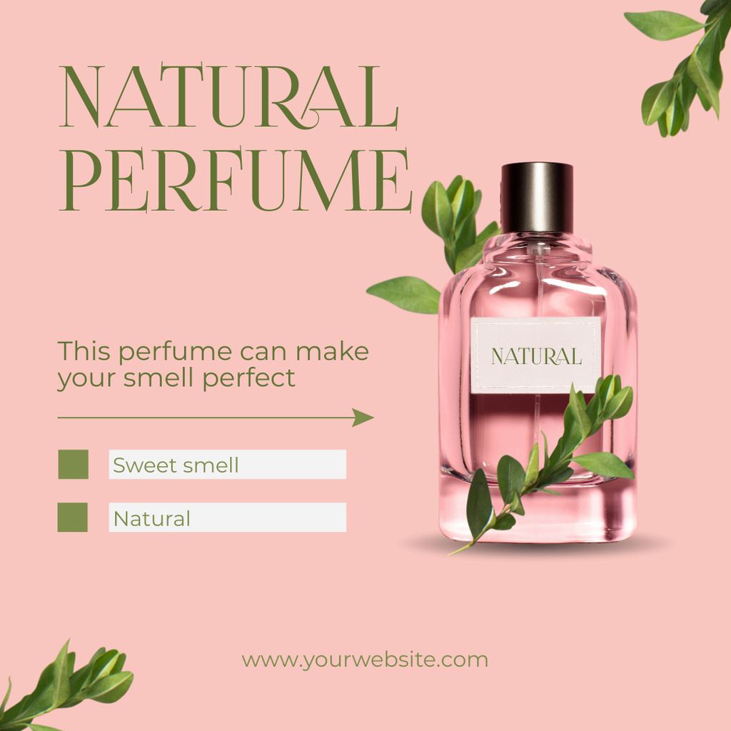 Natural Fragrance with Plant Leaves Instagram AD Tasarım Şablonu