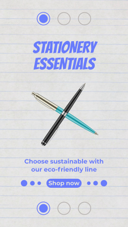 Eco-Friendly Line Of Stationery Essentials Instagram Video Story Design Template