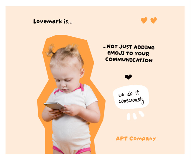 Funny Cute Baby holding Phone Facebookデザインテンプレート
