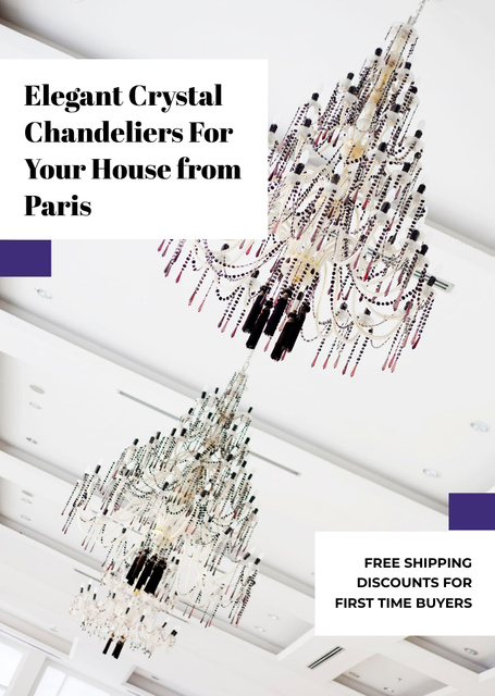 Elegant Сrystal Chandelier Offer With Delivery Postcard A6 Vertical – шаблон для дизайну