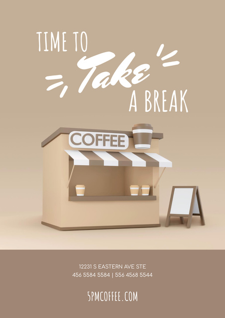 Barista Making Coffee by Machine Poster Design Template