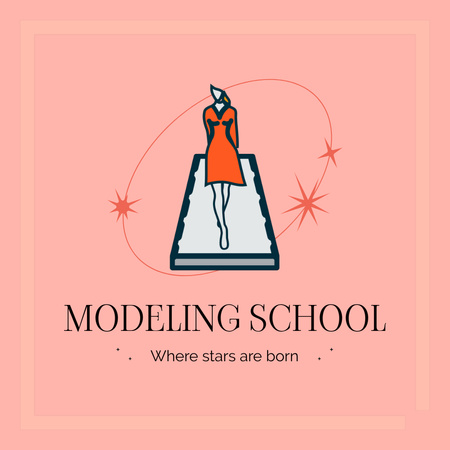 Platilla de diseño Modeling School With Catwalk And Slogan Animated Logo