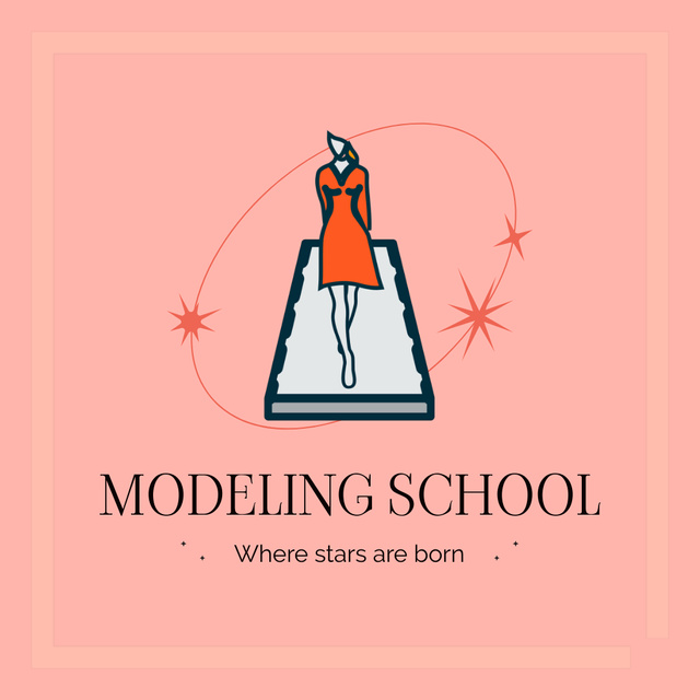 Modeling School With Catwalk And Slogan Animated Logo Πρότυπο σχεδίασης