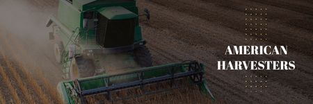 Agricultural Machinery Industry with Harvester Working in Field Email headerデザインテンプレート
