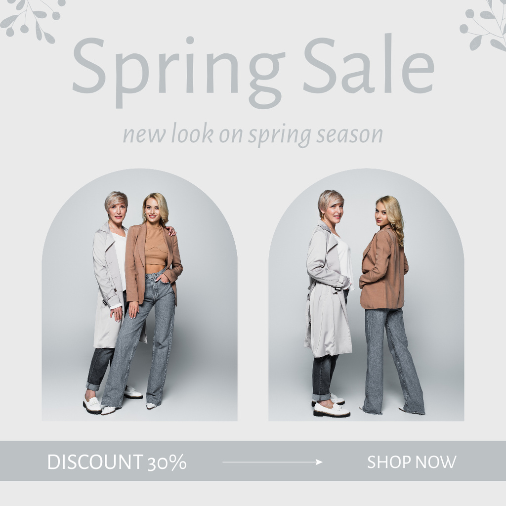 Spring Sale Collage with Beautiful Blondes Instagram Design Template