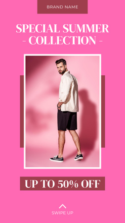 Designvorlage Spezielle Sommerkollektion für Männer für Instagram Story