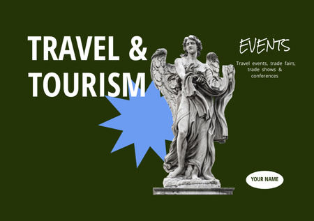 Platilla de diseño Travel Agency Services Offer with Antique Statue in Green Flyer A5 Horizontal