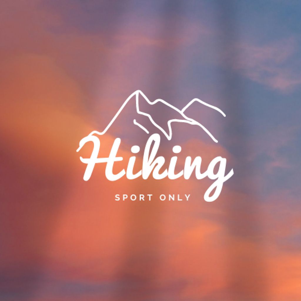 Platilla de diseño Hiking Tours Offer with Mountain Illustration Logo