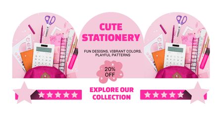 Product Markdowns At Store On Cute Stationery Facebook AD Design Template