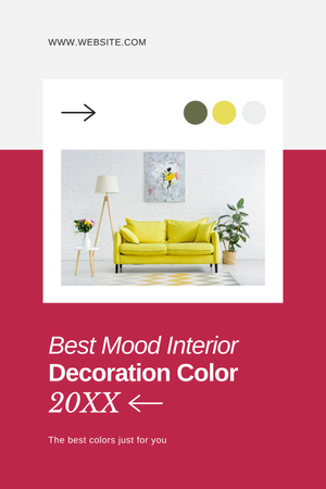 Interior Design Offer with Colors Palette Pinterest Tasarım Şablonu