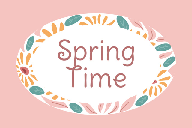 Designvorlage Spring Time Inspiration With Florals In Pink für Postcard 4x6in