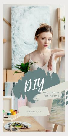 Art Decor for Home with Girl Artist Graphic Design Template