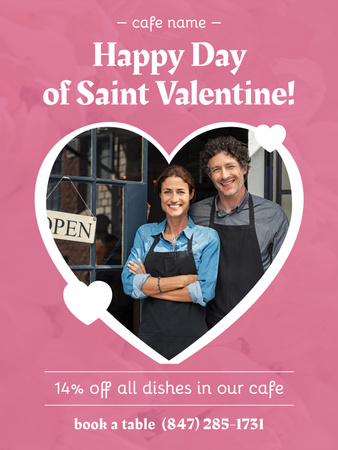 Platilla de diseño Cafe Offer on Valentine's Day Poster US