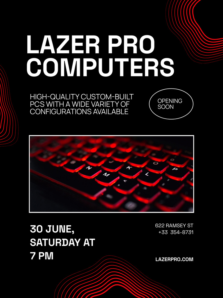 Computer Gear Ad with Keyboard Poster US Tasarım Şablonu